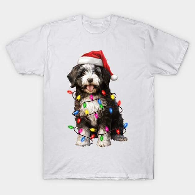 Christmas Portuguese Water Dog T-Shirt by Chromatic Fusion Studio